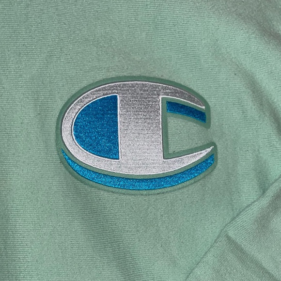 Champion‎ Mint Green Reverse Weave Embroidered Logo Hoodie/Sweatshirt - Picture 2 of 6